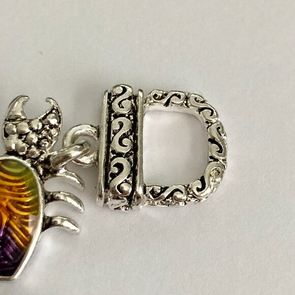 Silver Sea Life Crab Charm Bracelet Beach Multicolor Magnetic 7.75" Plated - Picture 9 of 13
